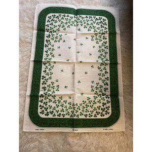 Irish Linen Shamrock Print Tea Towel by Irish Gold NWOT